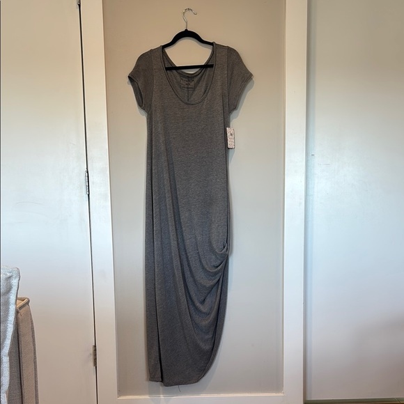 We The Free Gray Asymmetrical Ruched Maxi Dress - Picture 1 of 8